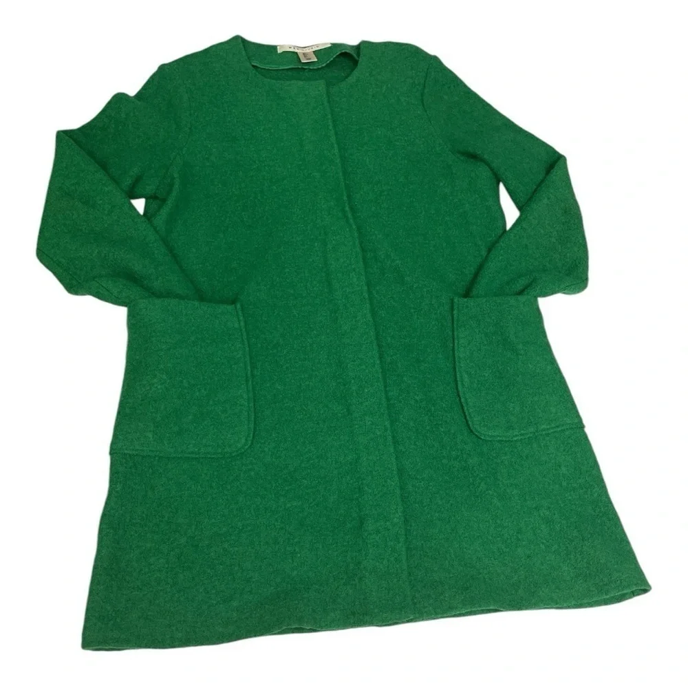 Max Studio Kelly green zipped long mid length overcoat L